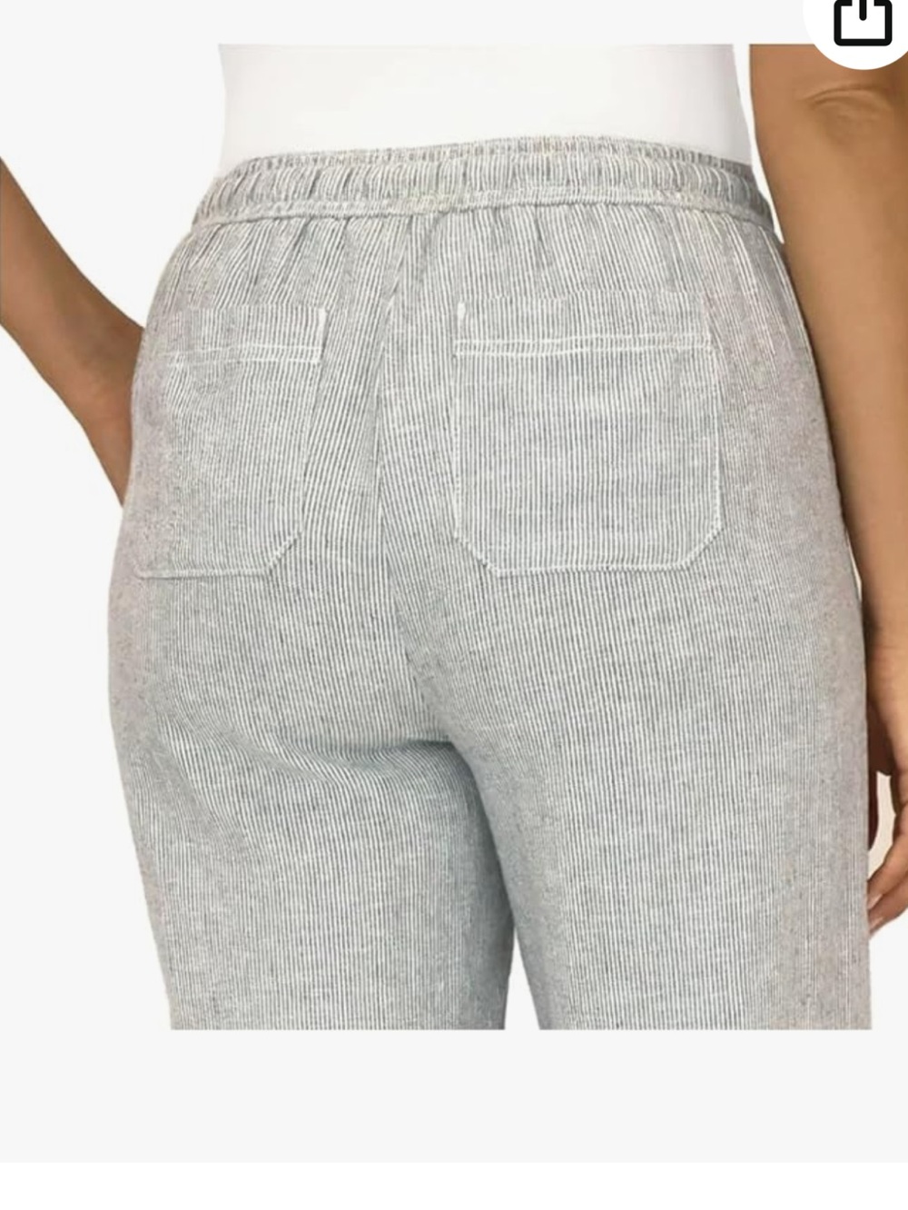 BRIGGS Women's Pull-On  Linen-Blend Pants - Gray Size S - Picture 4 of 12